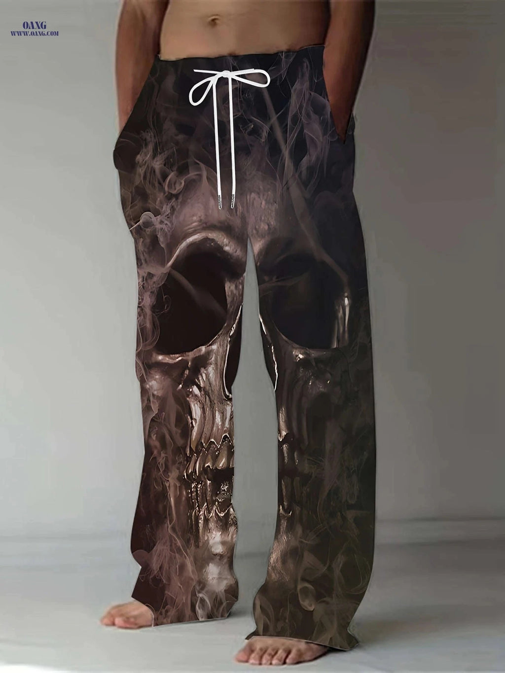Trendy Men's Casual Wide-Leg Pants - Relaxed 3D Print Style   OAXG 