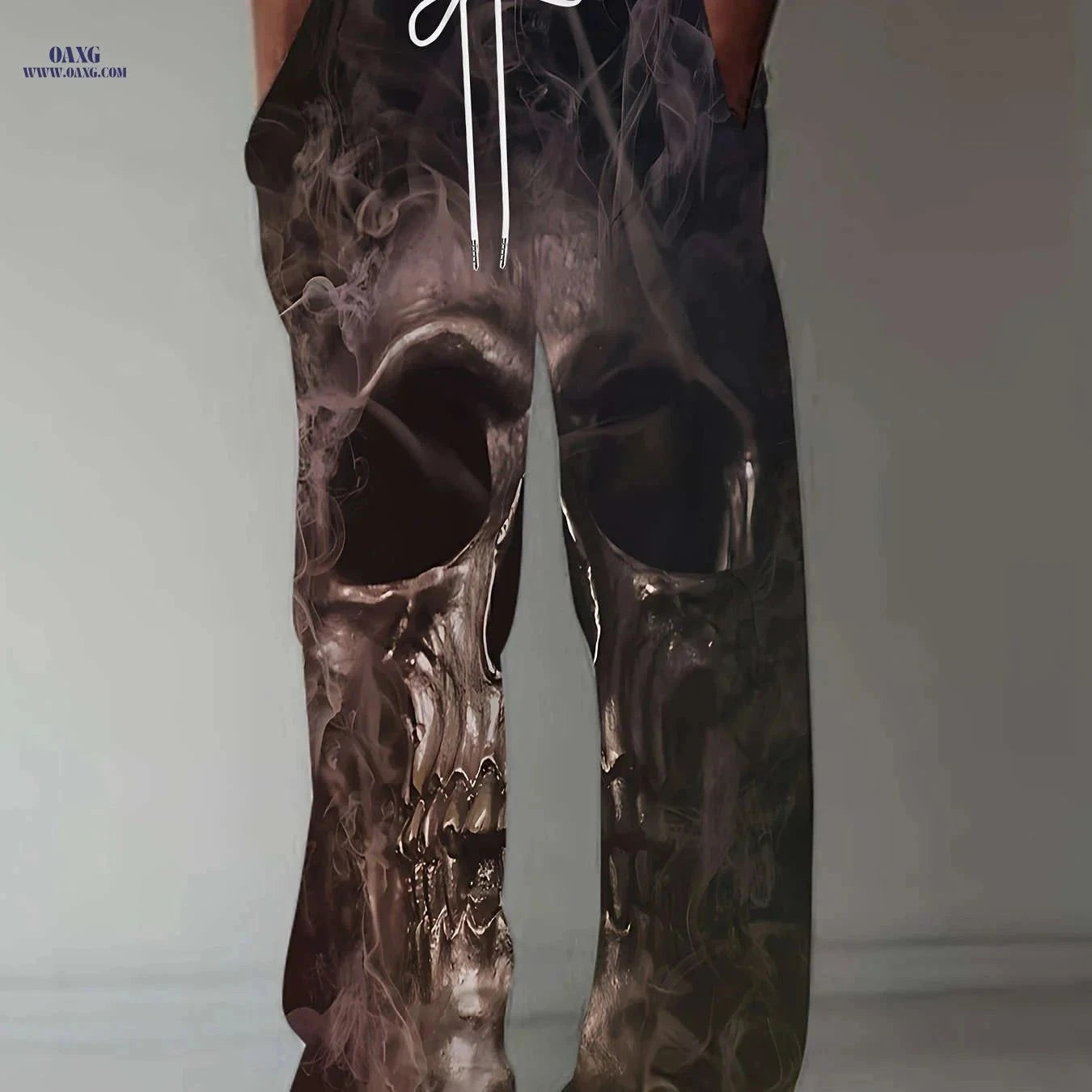 Trendy Men's Casual Wide-Leg Pants - Relaxed 3D Print Style   OAXG Black / FR M