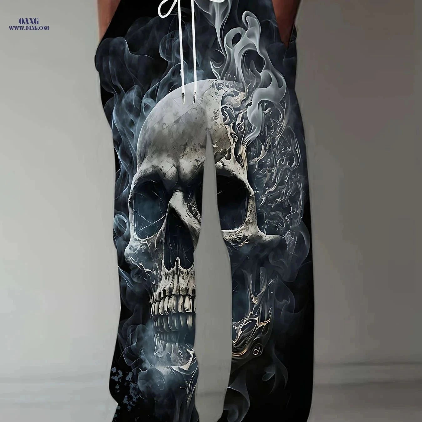 Trendy Men's Casual Wide-Leg Pants - Relaxed 3D Print Style   OAXG Black / FR M