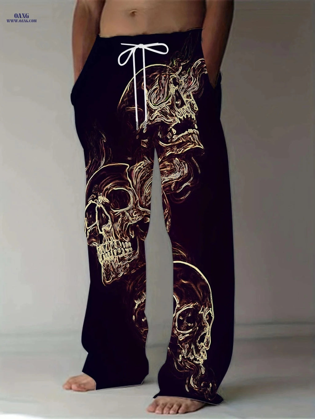 Trendy Men's Casual Wide-Leg Pants - Relaxed 3D Print Style   OAXG 
