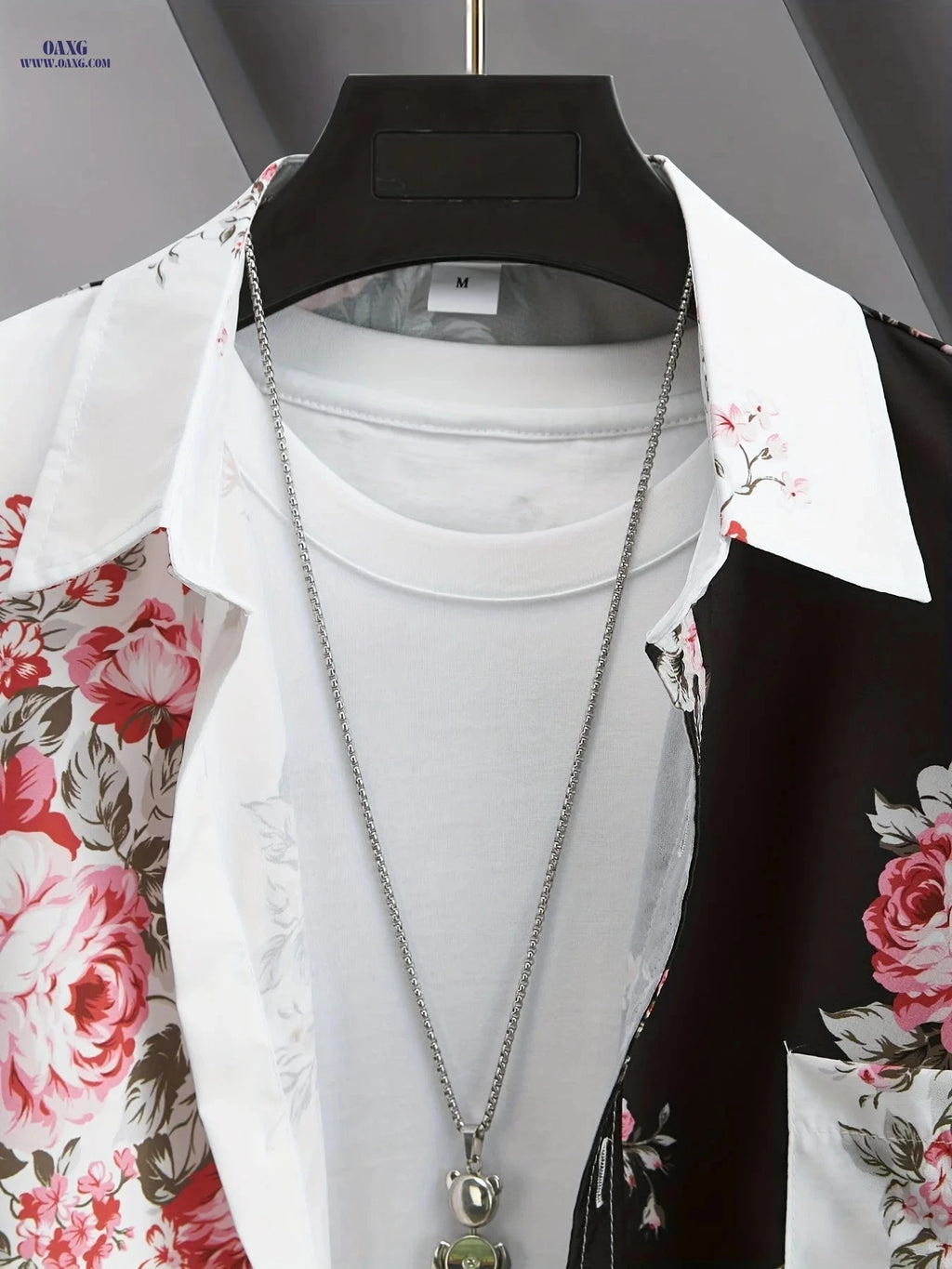 Trendy Men's Color-Block Print Shirt - Casual Boho Style, All-Season   OAXG 