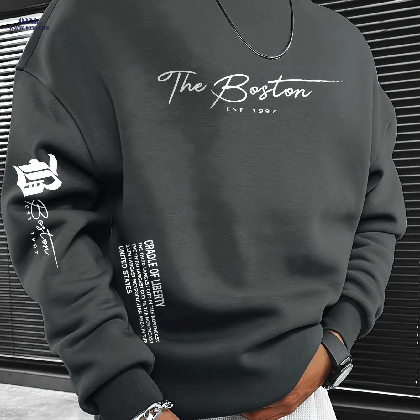 Trendy Men's Crewneck Sweatshirt - Houston "SPACE CITY" Logo Print   OAXG 