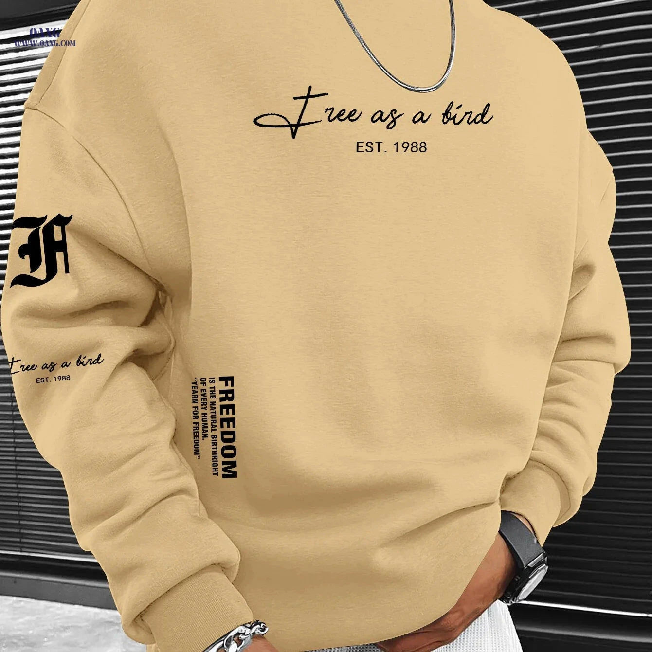 Trendy Men's Crewneck Sweatshirt - Houston "SPACE CITY" Logo Print   OAXG 