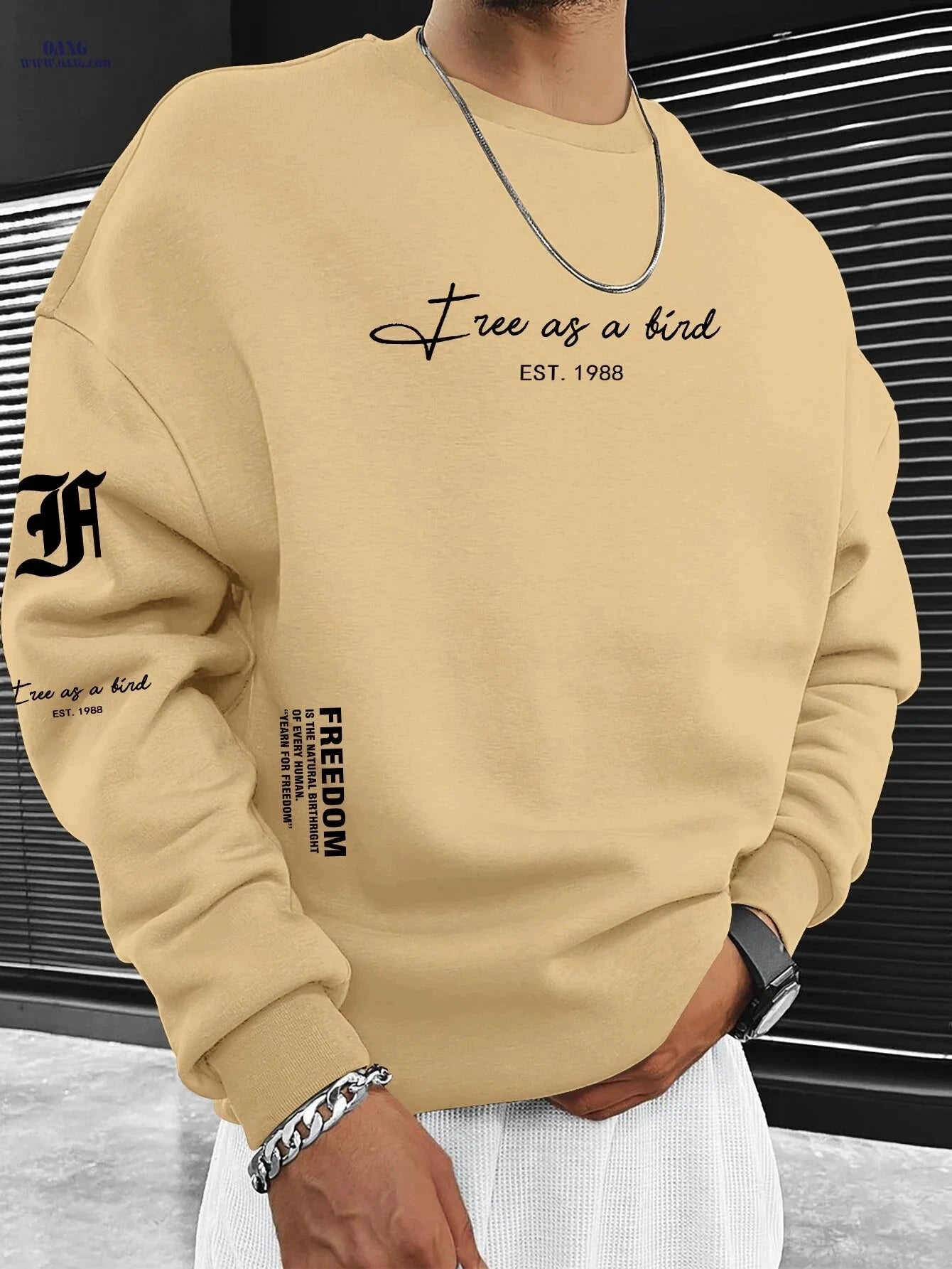 Trendy Men's Crewneck Sweatshirt - Houston "SPACE CITY" Logo Print   OAXG 