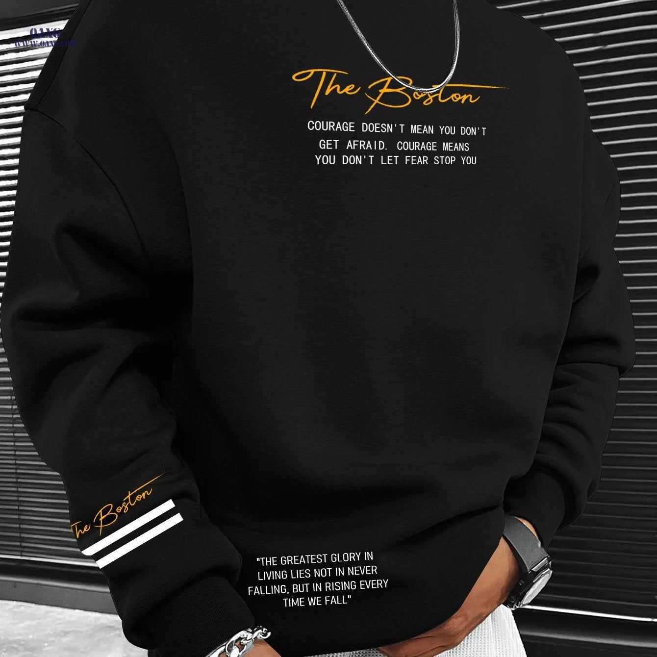 Trendy Men's Crewneck Sweatshirt - Houston "SPACE CITY" Logo Print   OAXG Apricot / FR S