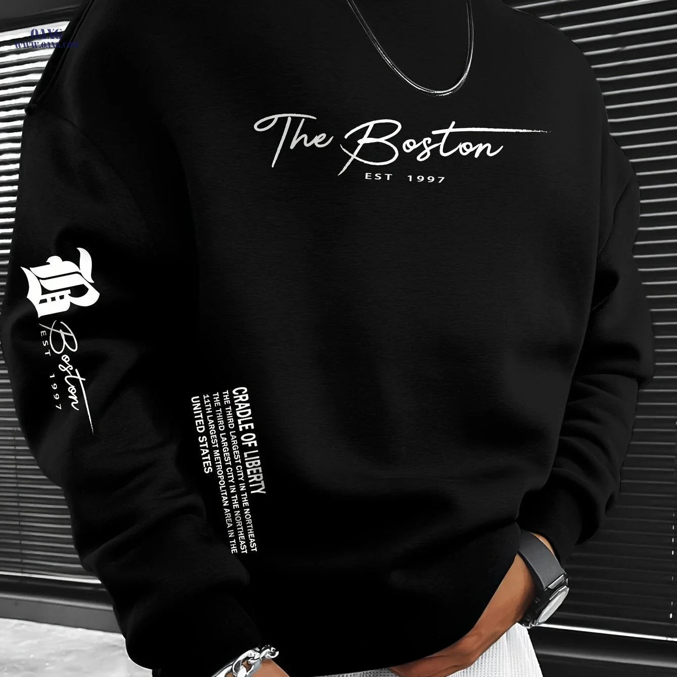 Trendy Men's Crewneck Sweatshirt - Houston "SPACE CITY" Logo Print   OAXG Apricot / FR S