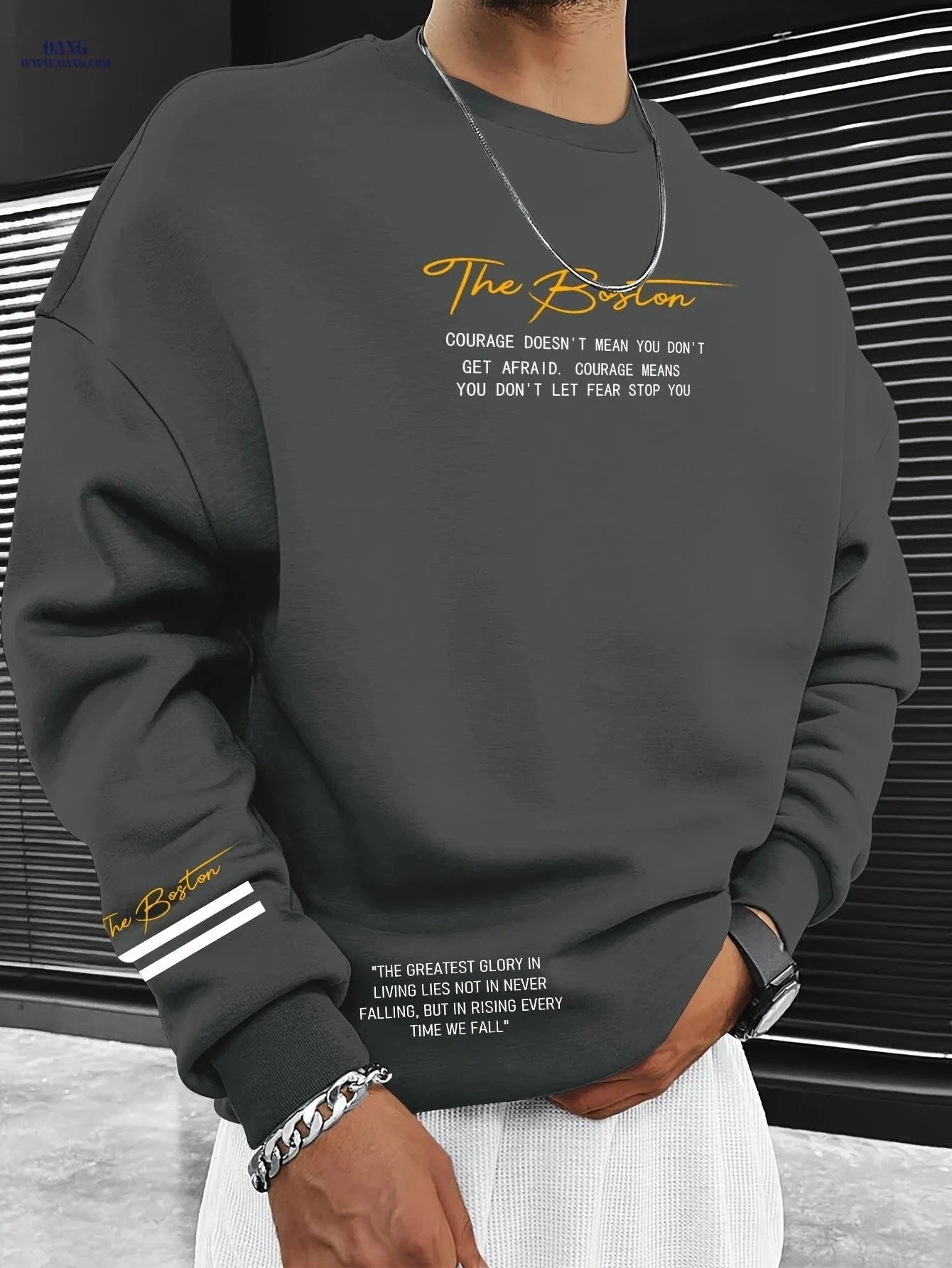 Trendy Men's Crewneck Sweatshirt - Houston "SPACE CITY" Logo Print   OAXG 
