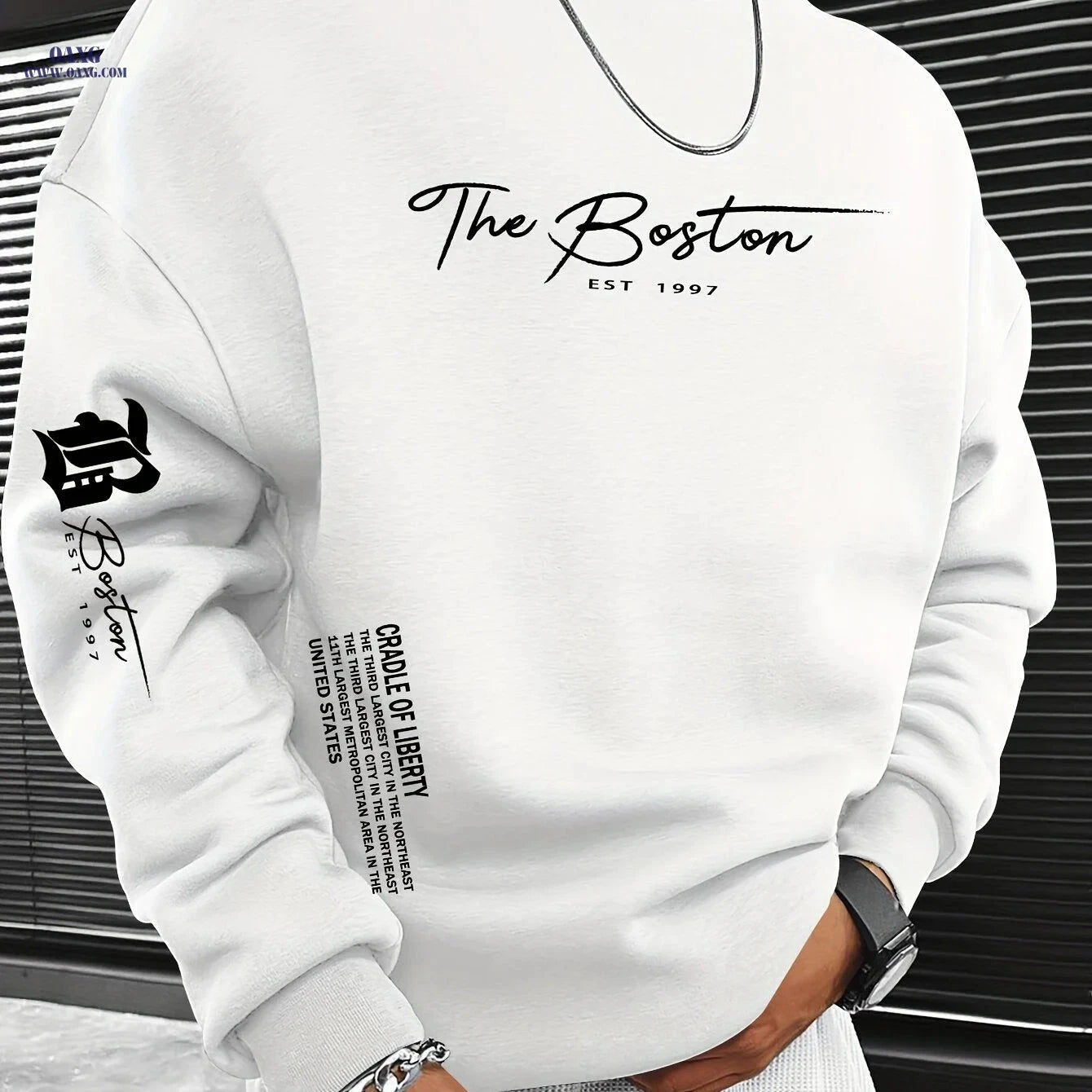 Trendy Men's Crewneck Sweatshirt - Houston "SPACE CITY" Logo Print   OAXG 