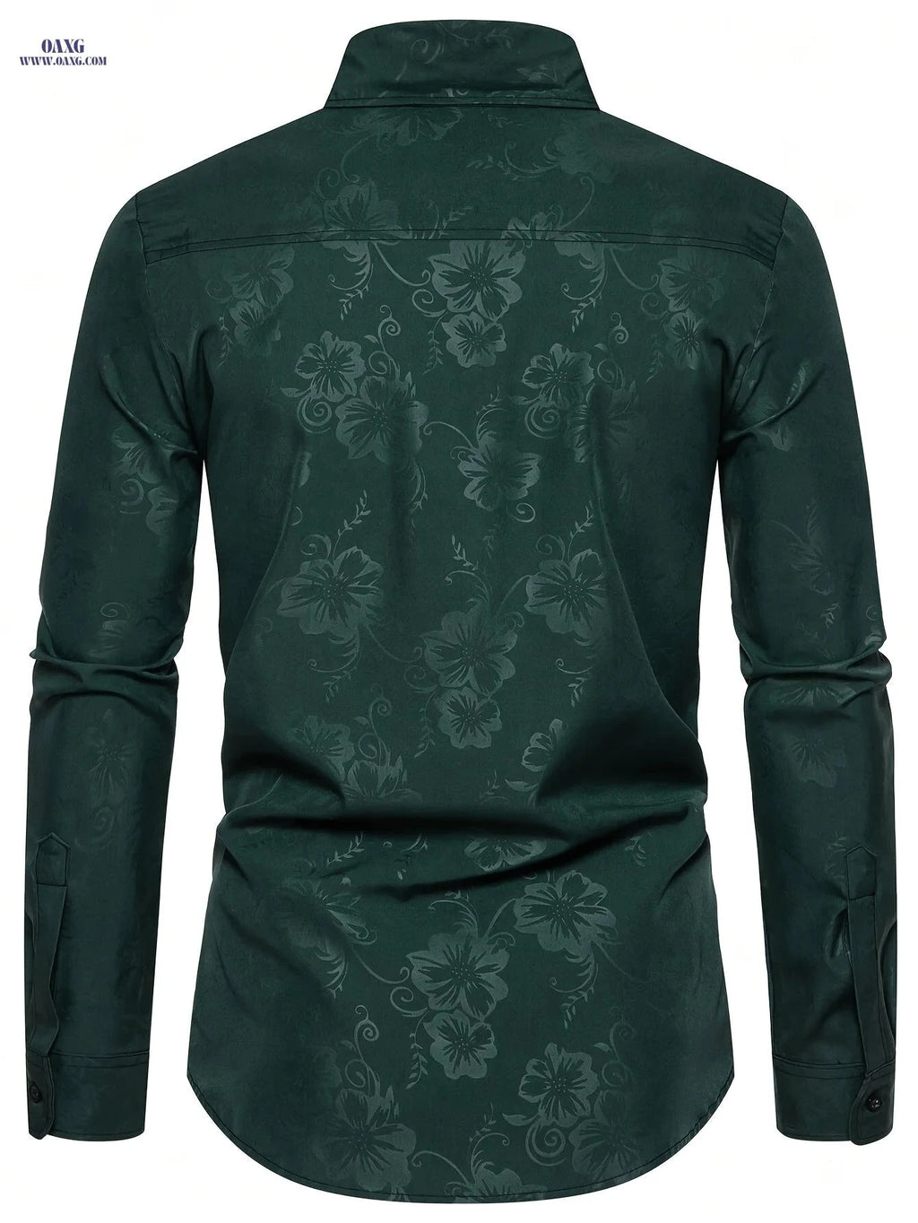 Trendy Men's Dark Green Floral Shirt - Perfectly Tailored Style   OAXG 