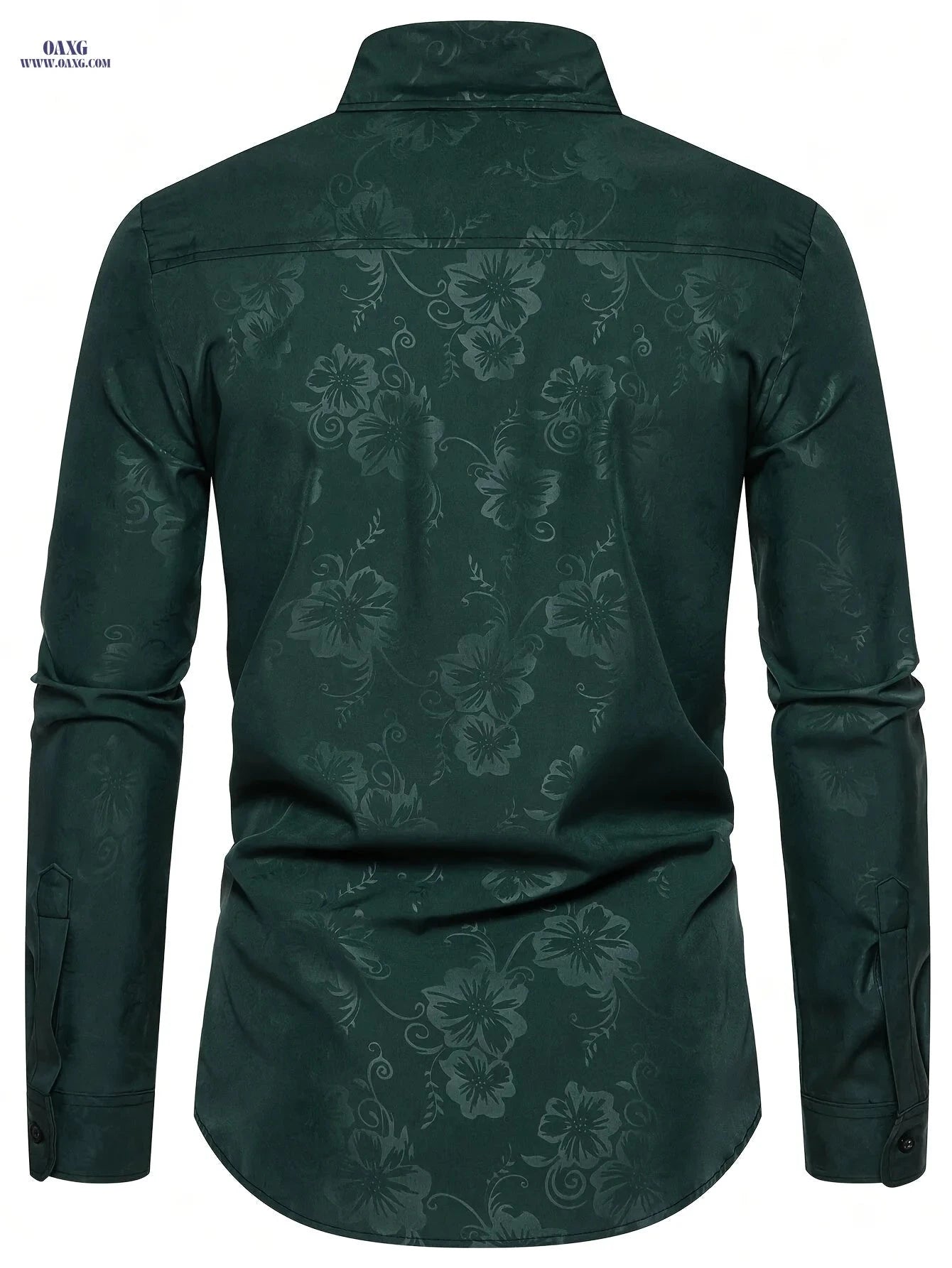 Trendy Men's Dark Green Floral Shirt - Perfectly Tailored Style   OAXG 