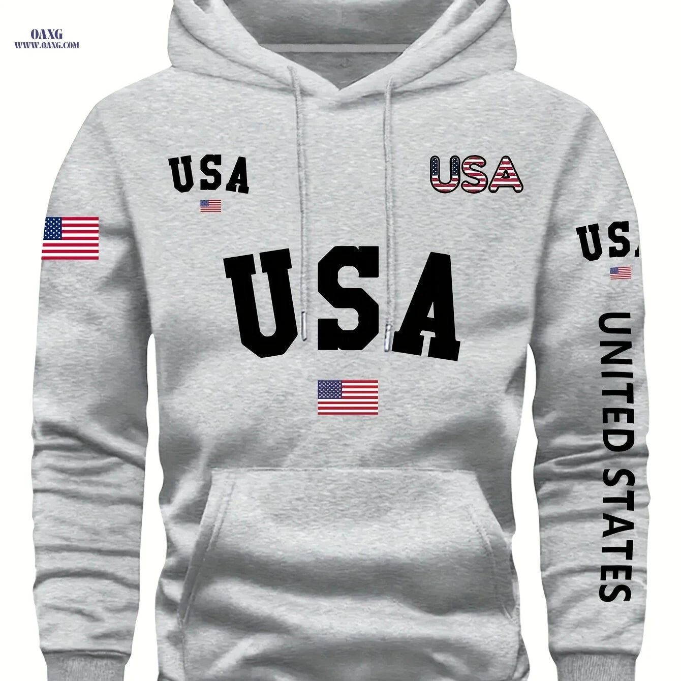 Trendy Men's Fleece-Lined Hoodie - Casual Pullover with Pocket   OAXG Black / FR S