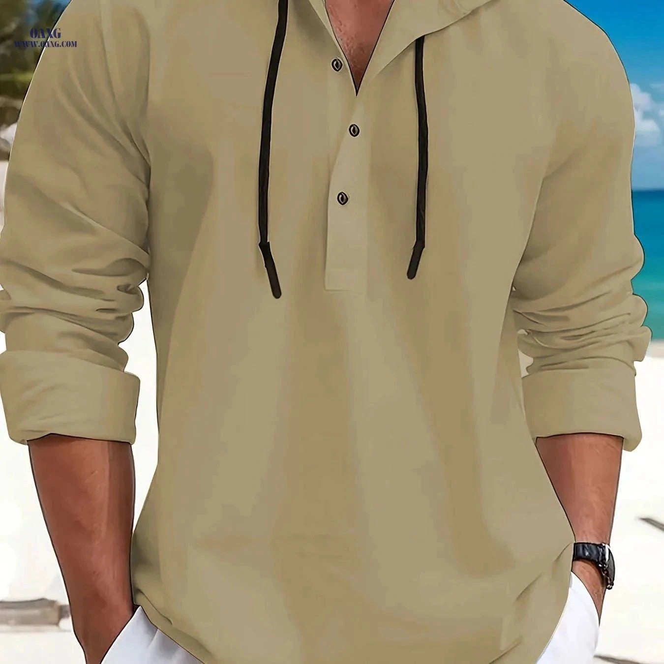 Trendy Men's Hoodie - Stylish Streetwear for Spring and Autumn   OAXG Black / FR S