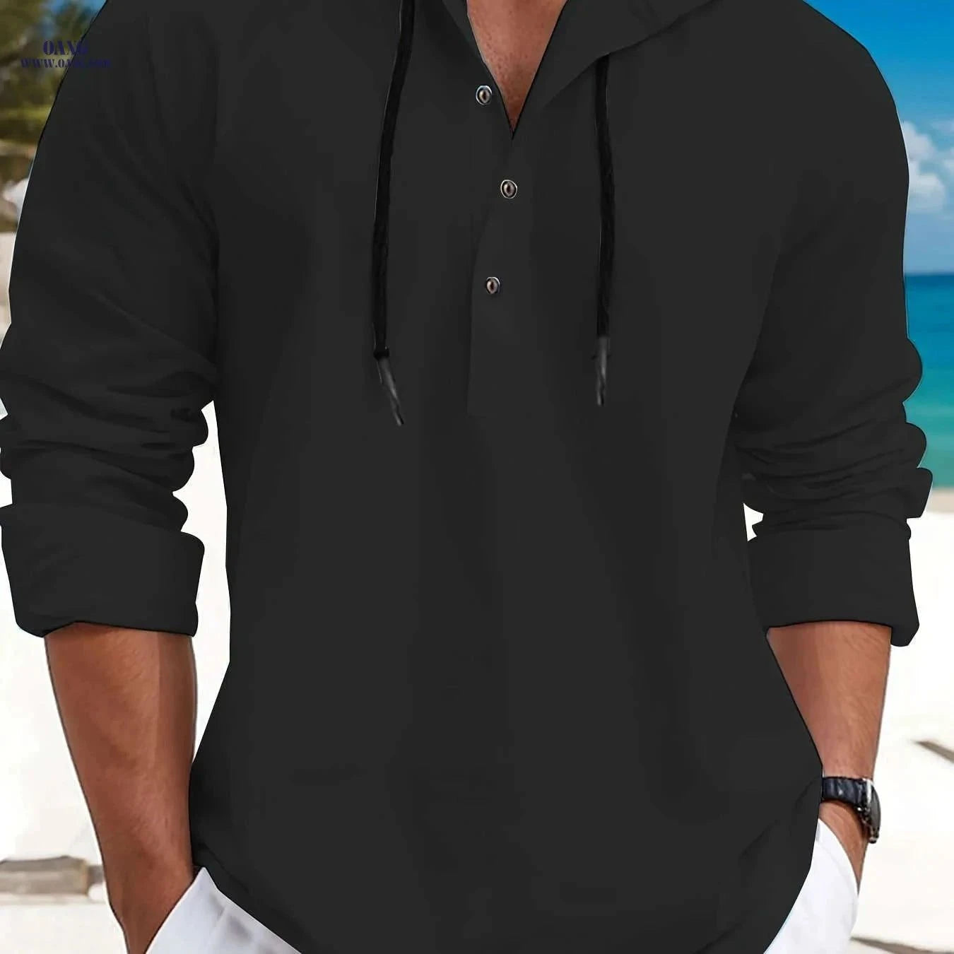 Trendy Men's Hoodie - Stylish Streetwear for Spring and Autumn   OAXG Black / FR S