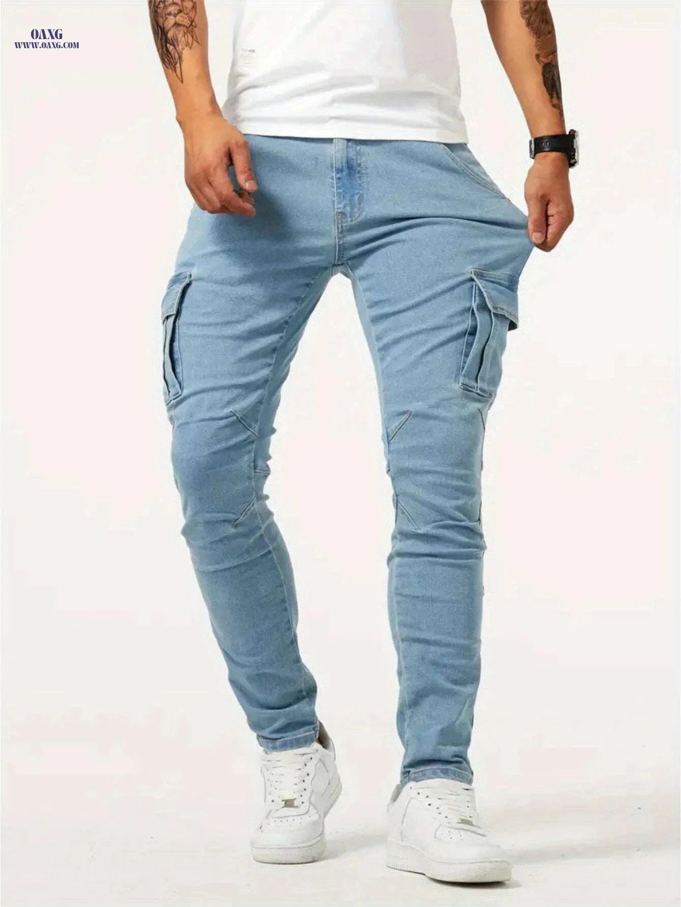 Trendy Men's Jeans - Comfortable Cotton Skinny Pants for Casual Wear   OAXG Black / S