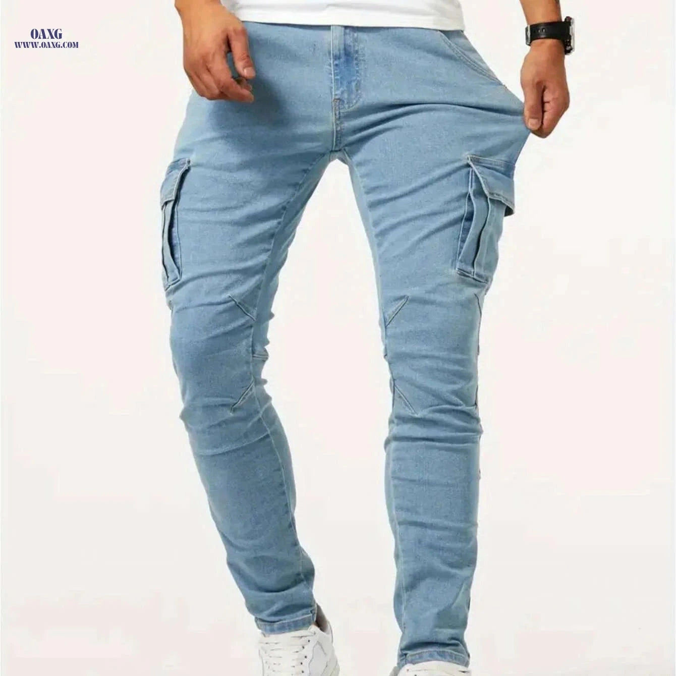 Trendy Men's Jeans - Comfortable Cotton Skinny Pants for Casual Wear   OAXG Black / S