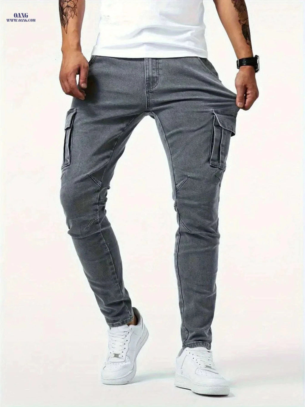 Trendy Men's Jeans - Comfortable Cotton Skinny Pants for Casual Wear   OAXG Black / S