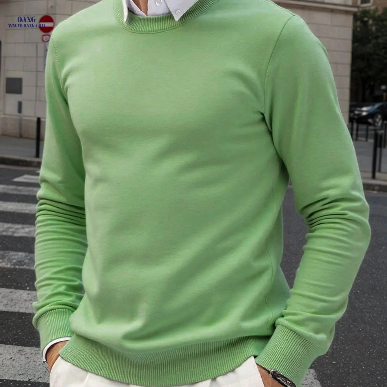 Trendy Men's Knit Sweater - Elasticity, Crew Neck Pullover for Fall   OAXG 