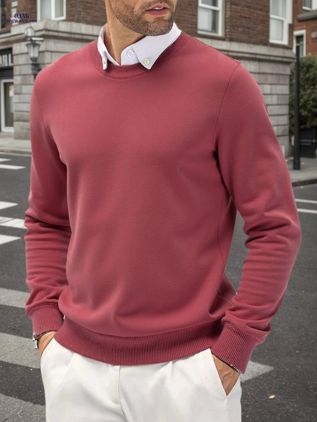 Trendy Men's Knit Sweater - Elasticity, Crew Neck Pullover for Fall   OAXG 
