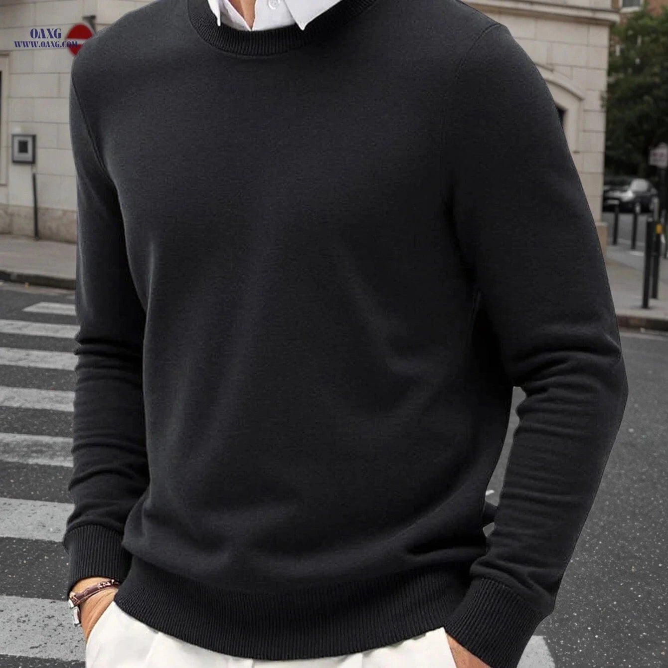 Trendy Men's Knit Sweater - Elasticity, Crew Neck Pullover for Fall   OAXG 