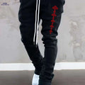 Trendy Men's Lightweight Casual Pants - Breathable with Geometric Pattern   OAXG Black / S