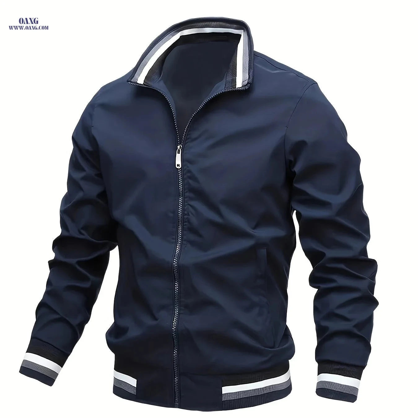 Trendy Men’s Lightweight Stand-Collar Cardigan Jacket for Fall   OAXG 