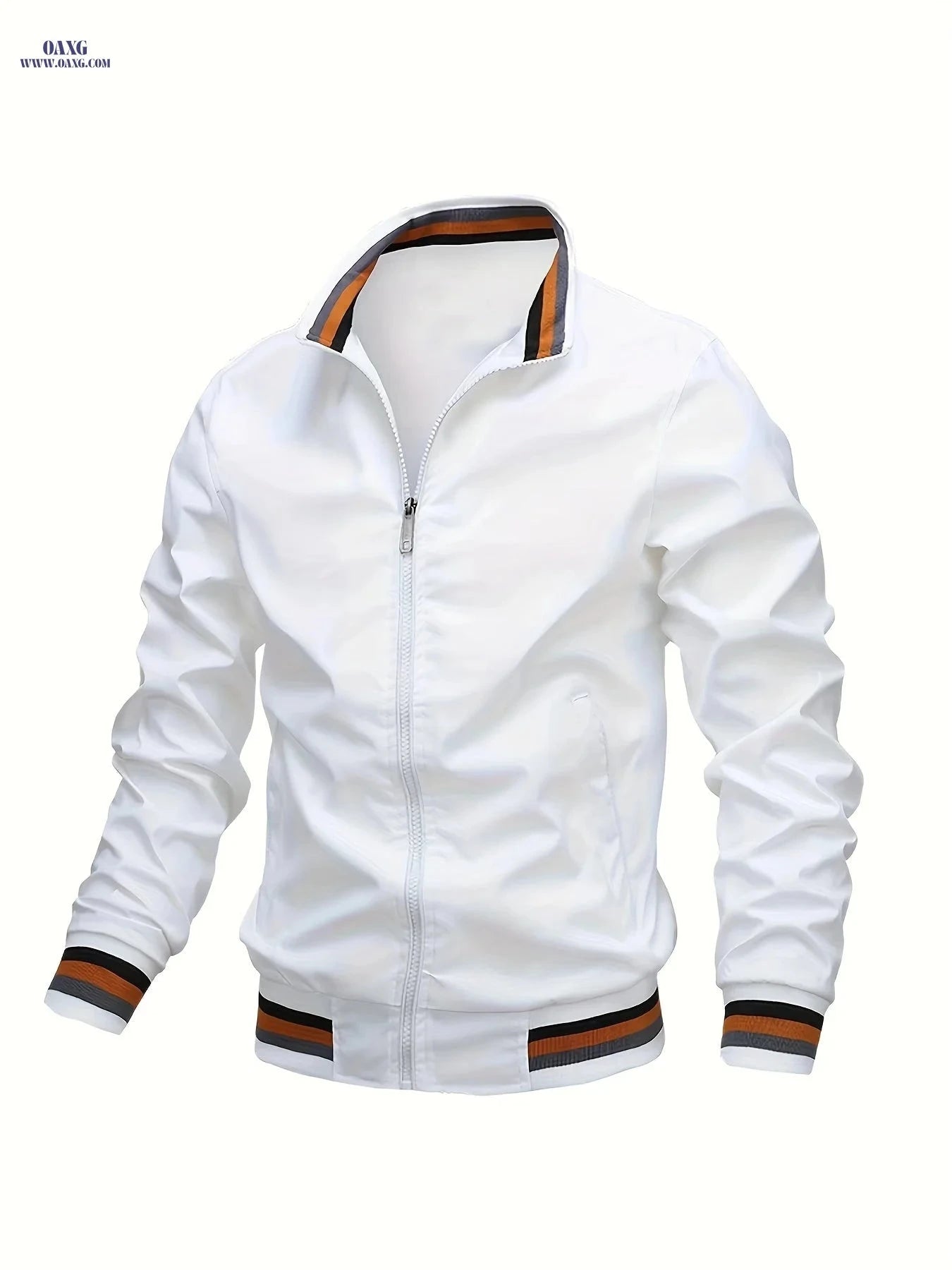 Trendy Men’s Lightweight Stand-Collar Cardigan Jacket for Fall   OAXG 