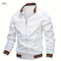 Trendy Men’s Lightweight Stand-Collar Cardigan Jacket for Fall   OAXG White / FR XS