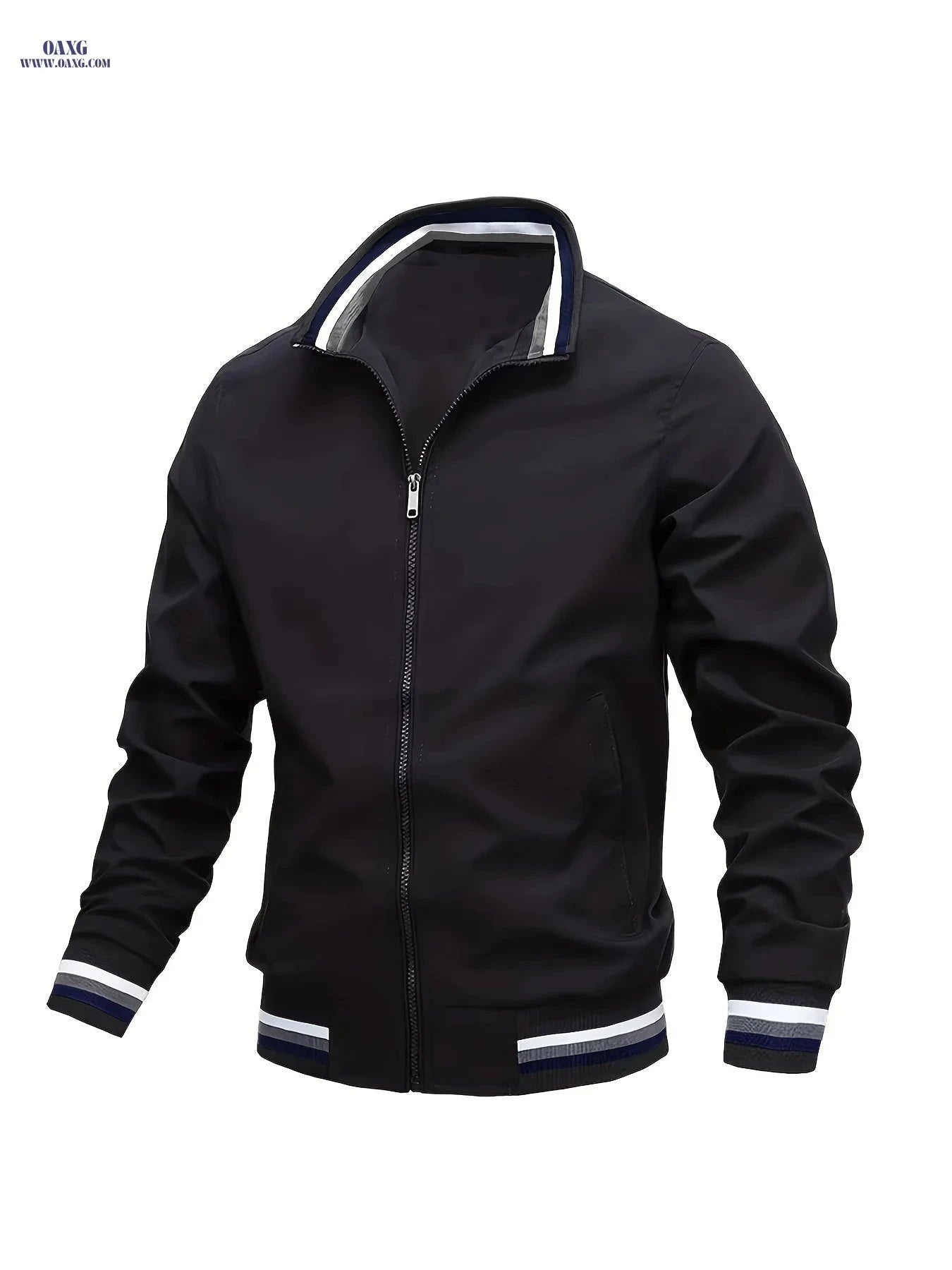 Trendy Men’s Lightweight Stand-Collar Cardigan Jacket for Fall   OAXG White / FR XS