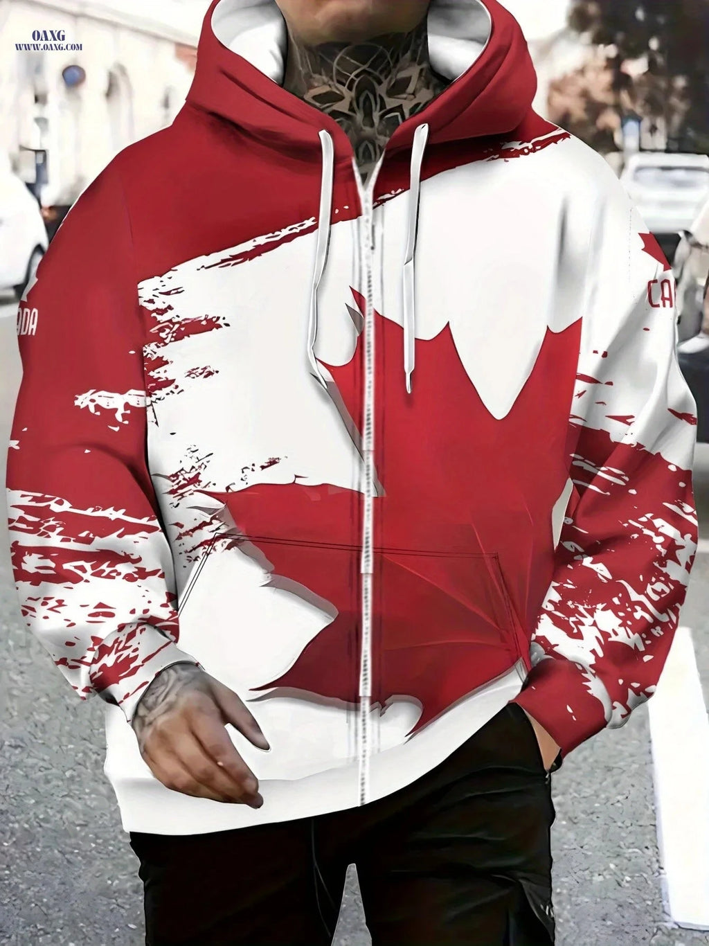 Trendy Men's Long-Sleeve Zip-Up Hoodie for Outdoor Sports Activities   OAXG Multicolor / FR M
