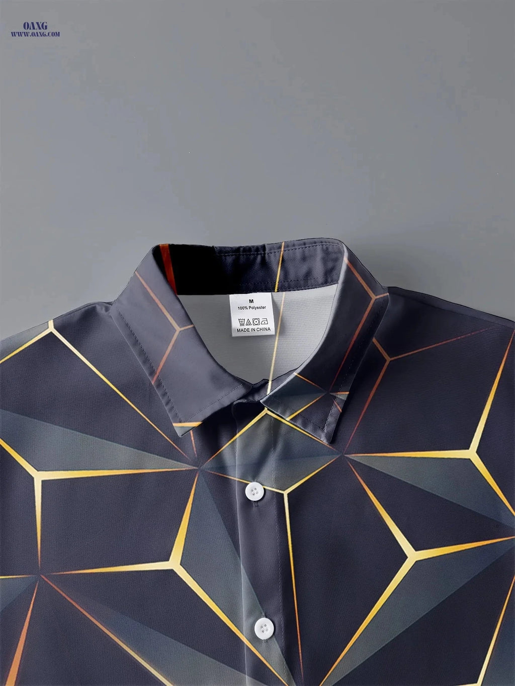 Trendy Men's Short-Sleeve Shirt - Geometric Pattern Casual Style   OAXG 