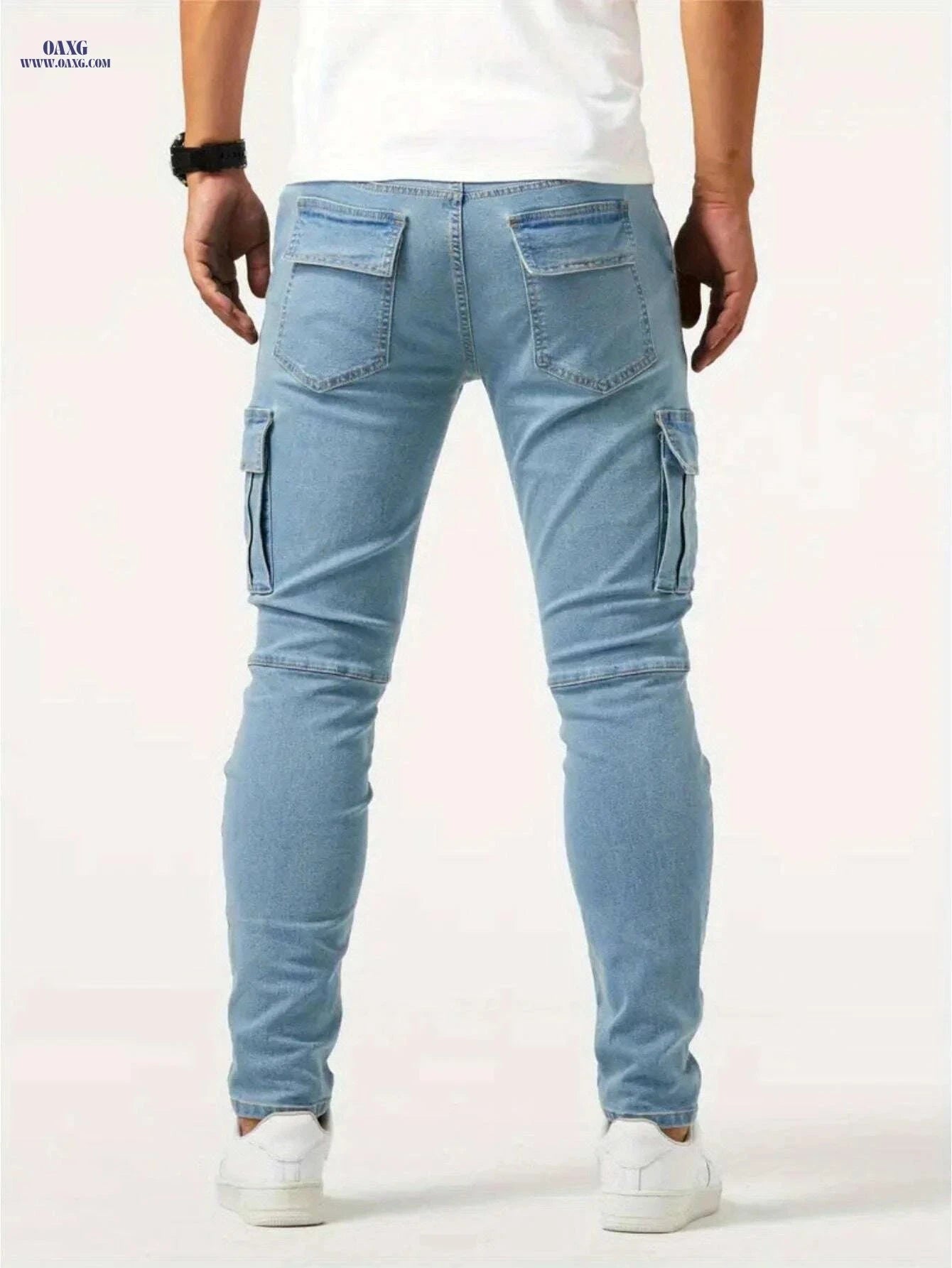 Trendy Men's Skinny Jeans - Comfortable Cotton, Solid Color Style   OAXG 