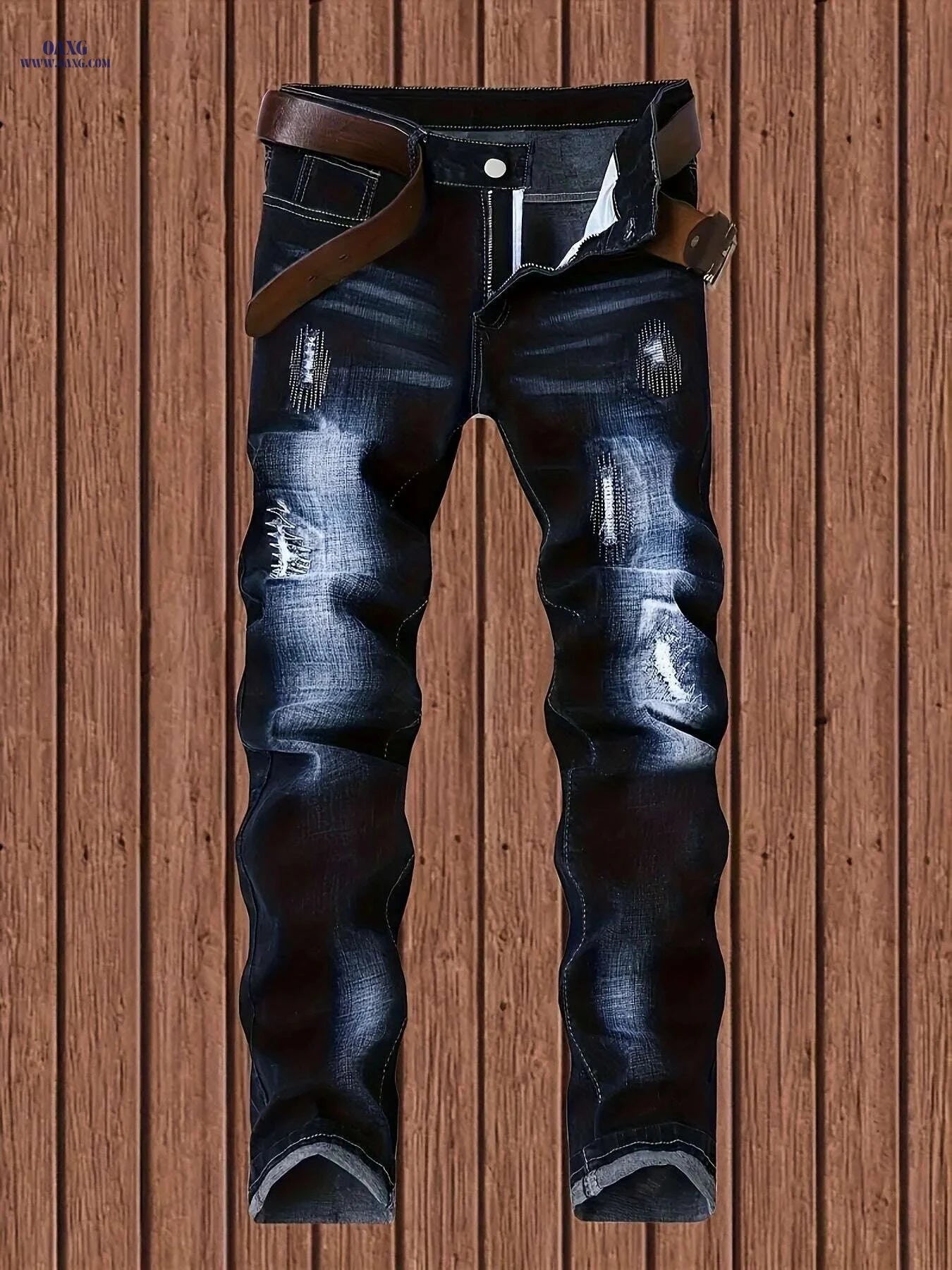Trendy Men's Slim Fit Jeans - Versatile Elastic Denim Pants   OAXG Navy Blue / 30