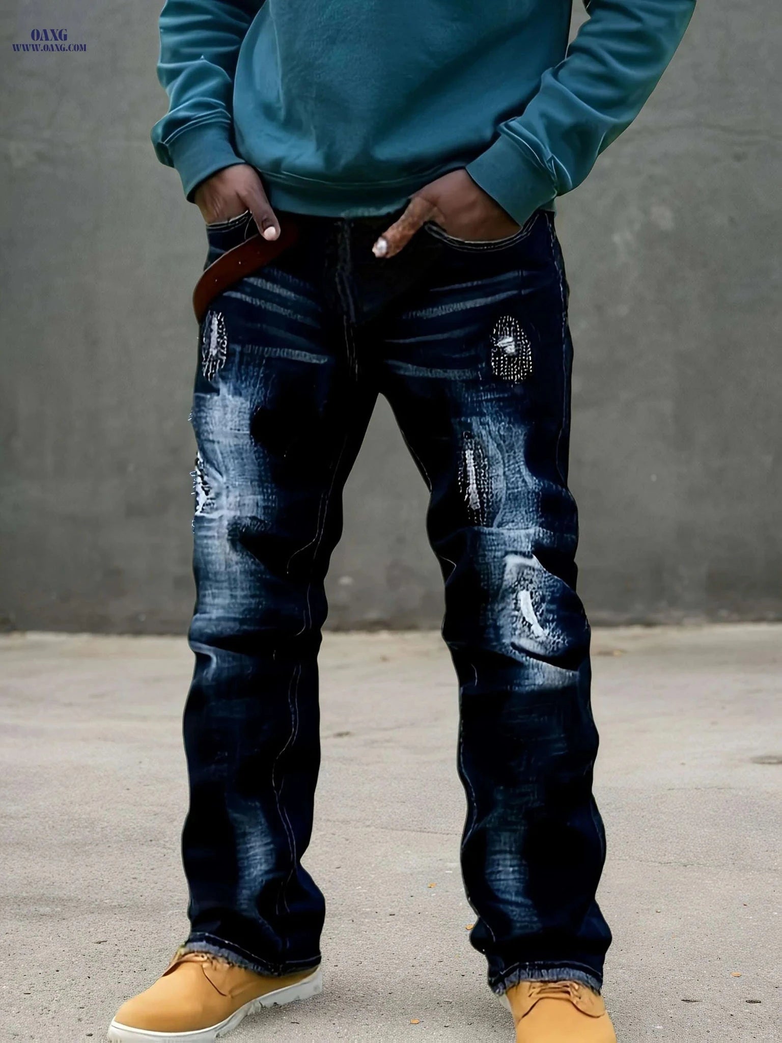 Trendy Men's Slim Fit Jeans - Versatile Elastic Denim Pants   OAXG Navy Blue / 30