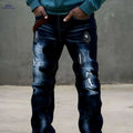 Trendy Men's Slim Fit Jeans - Versatile Elastic Denim Pants   OAXG Navy Blue / 30