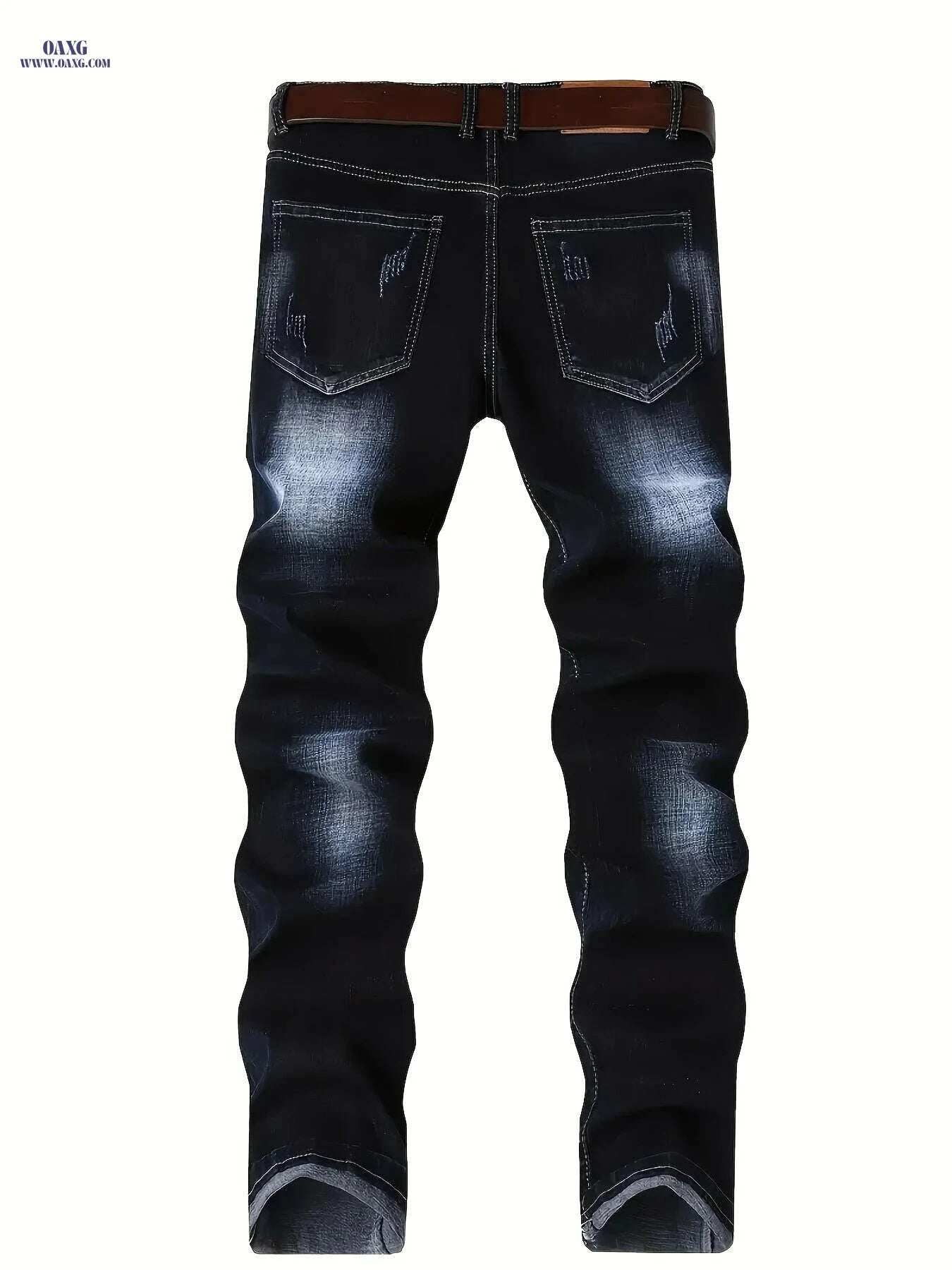Trendy Men's Slim Fit Jeans - Versatile Elastic Denim Pants   OAXG Navy Blue / 30