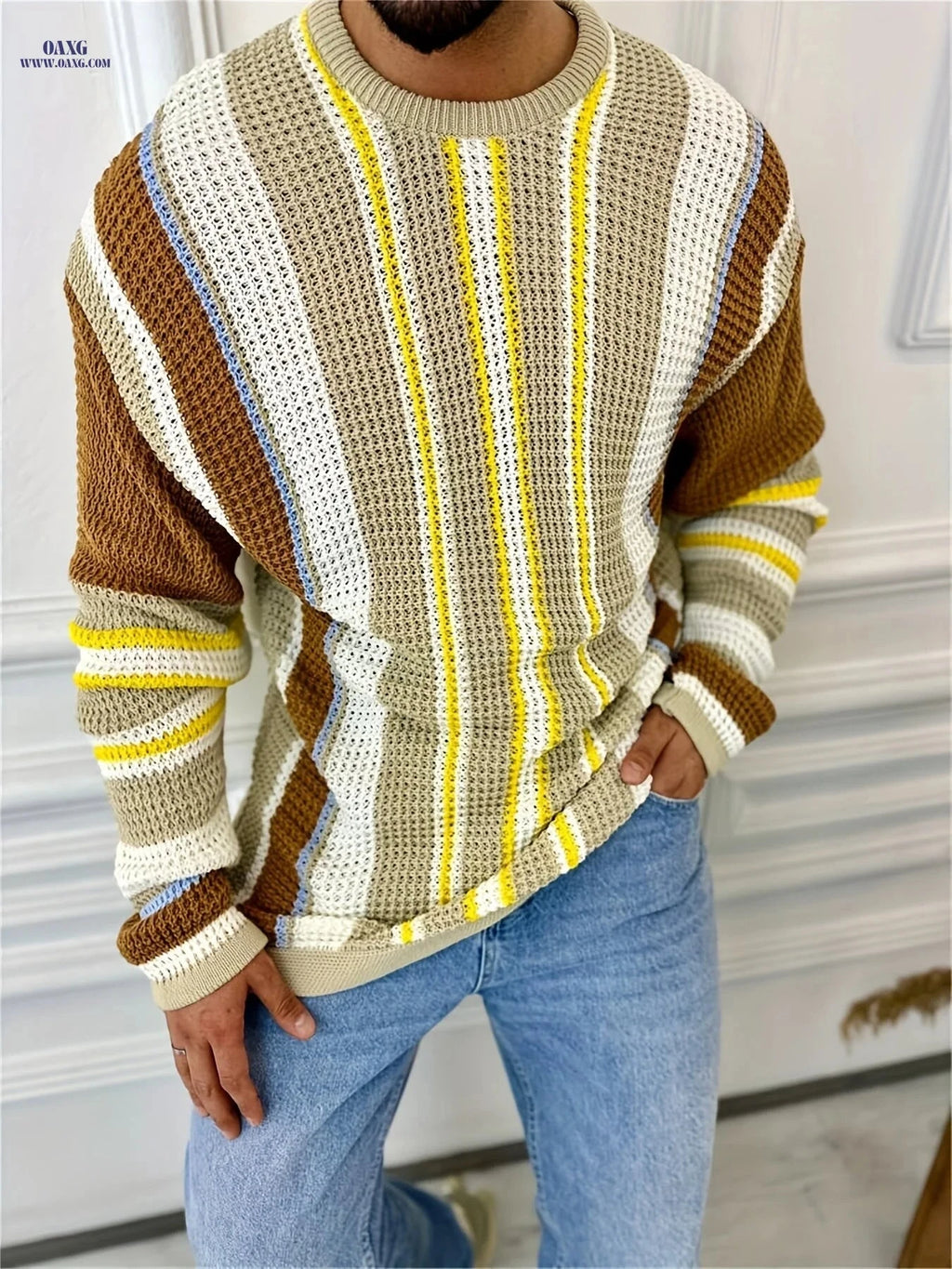 Trendy Men's Slim-Fit Knit Sweater Jacket - Autumn/Winter Style   OAXG 
