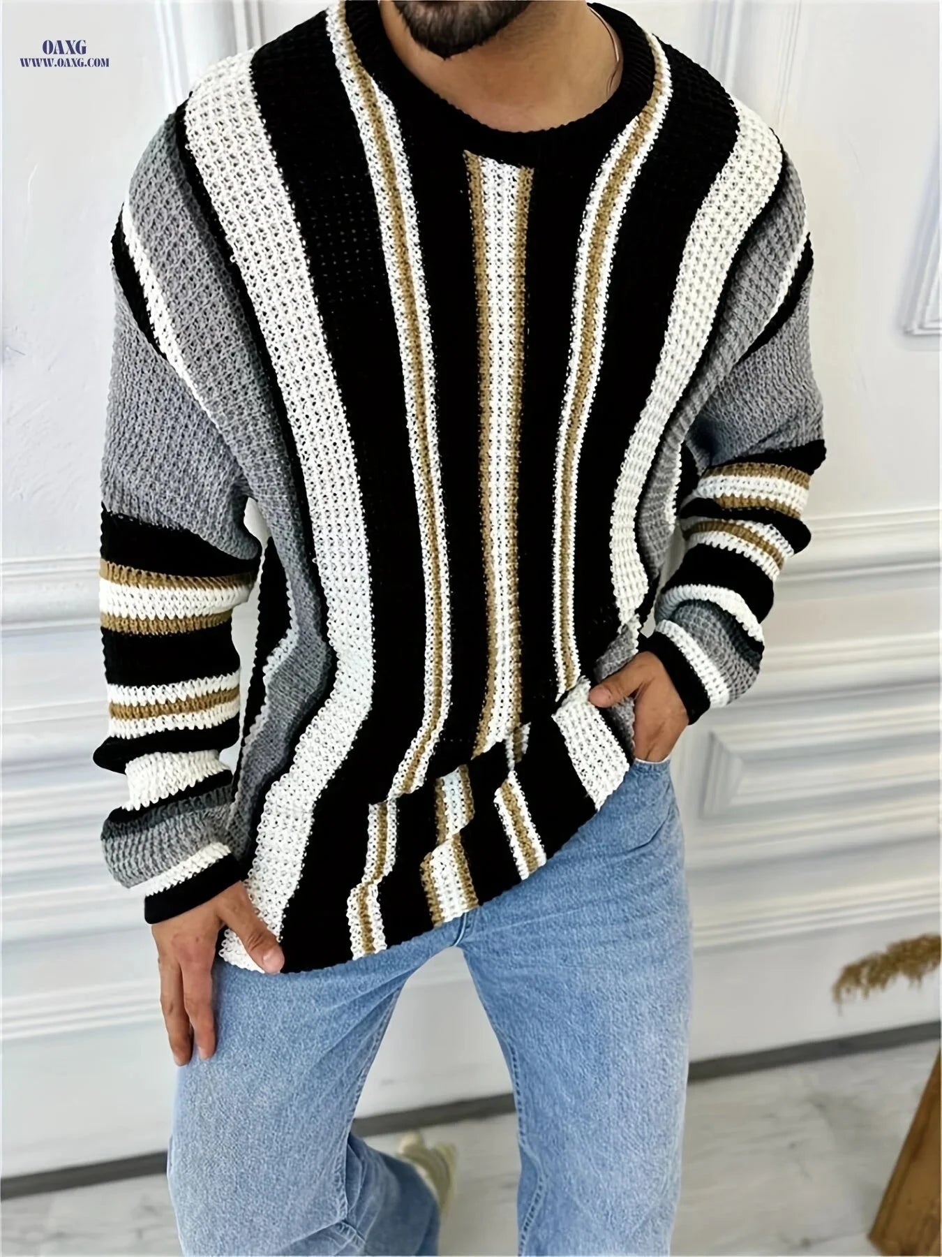 Trendy Men's Slim-Fit Knit Sweater Jacket - Autumn/Winter Style   OAXG Mixed colors / FR S