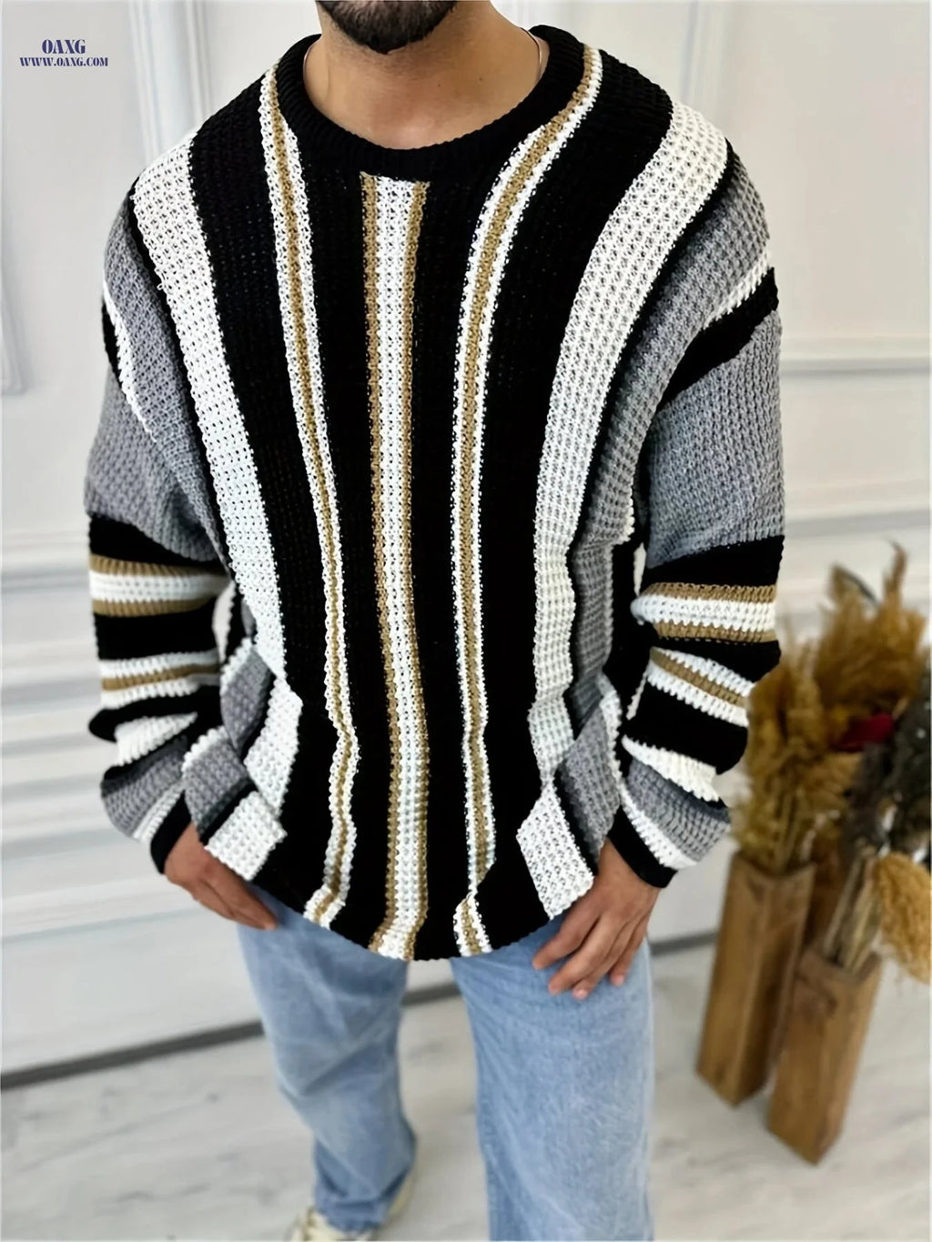 Trendy Men's Slim-Fit Knit Sweater Jacket - Autumn/Winter Style   OAXG Mixed colors / FR S