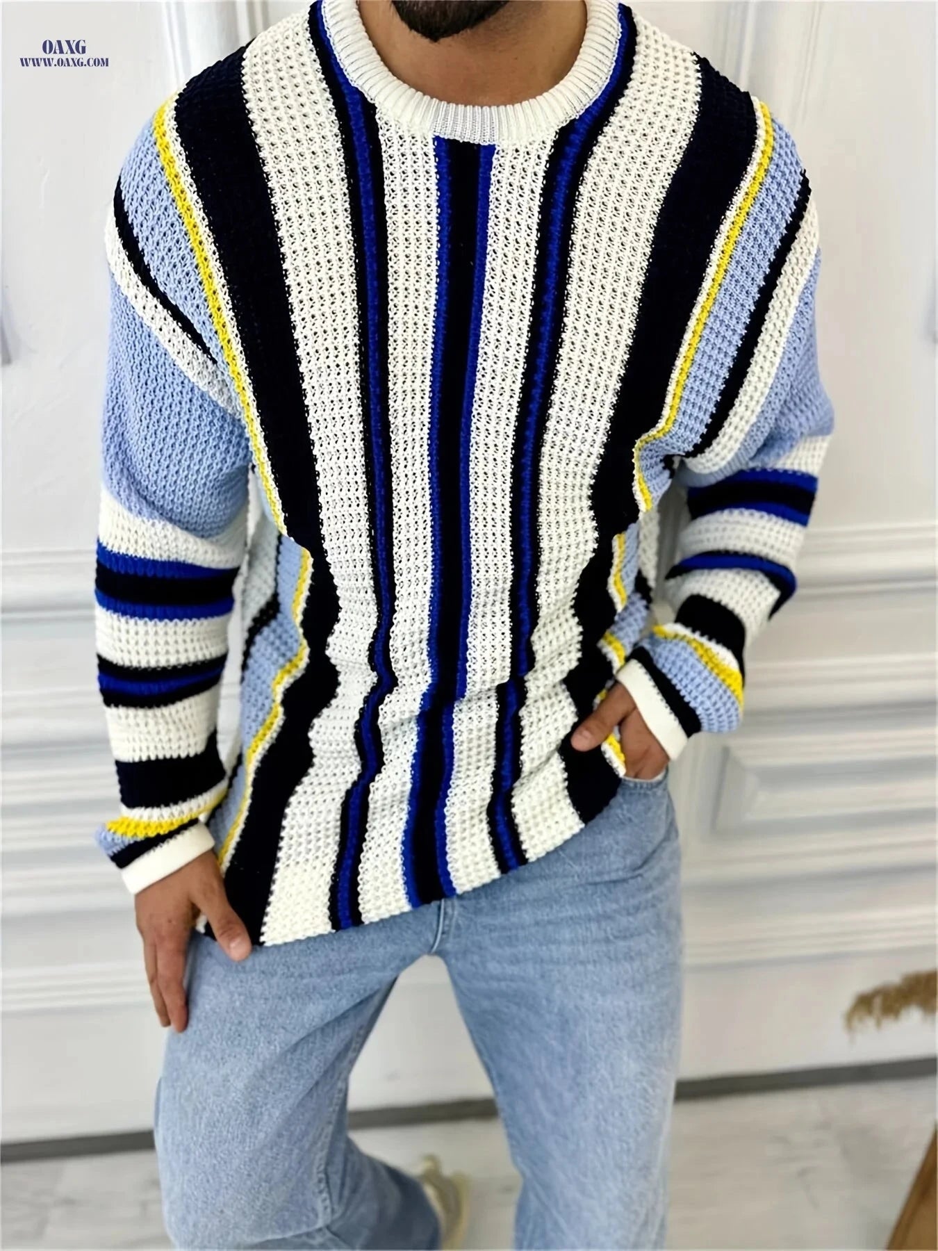 Trendy Men's Slim-Fit Knit Sweater Jacket - Autumn/Winter Style   OAXG Mixed colors / FR S