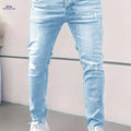 Trendy Men's Slim-Fit Ripped Jeans - Stylish Denim for All Seasons   OAXG Sky Blue / FR XS