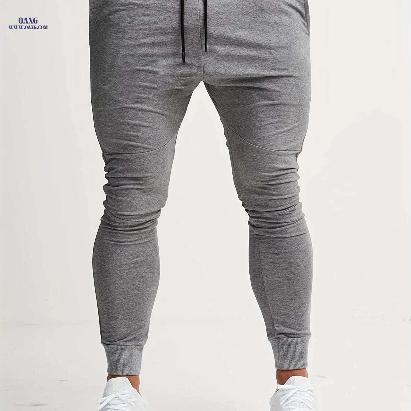 Trendy Men's Slim Fit Sports Pants - Solid Color Casual Leggings   OAXG Light Grey / FR S