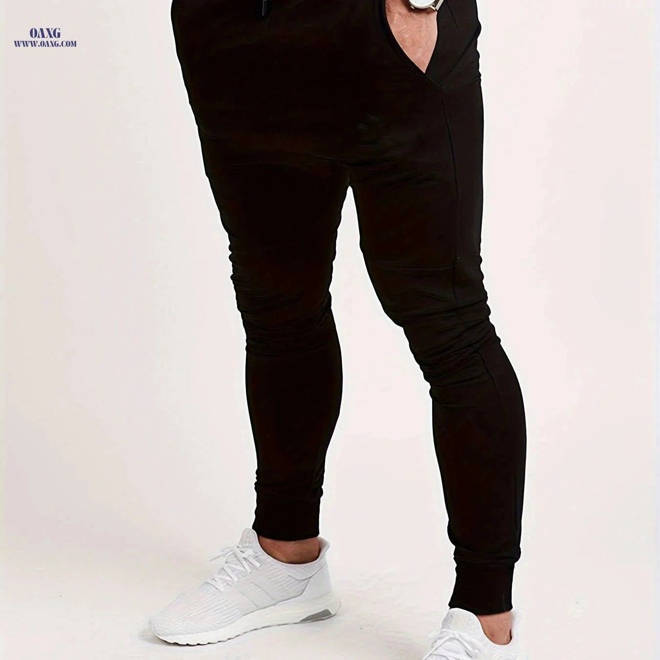 Trendy Men's Slim Fit Sports Pants - Solid Color Casual Leggings   OAXG Light Grey / FR S