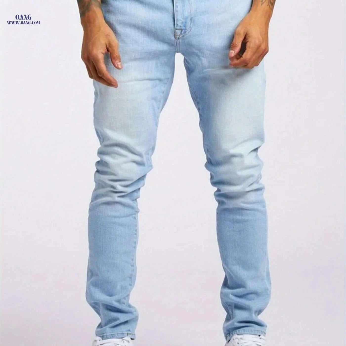 Trendy Men's Slim-Fit Stretch Denim Jeans - Comfortable & Breathable   OAXG 