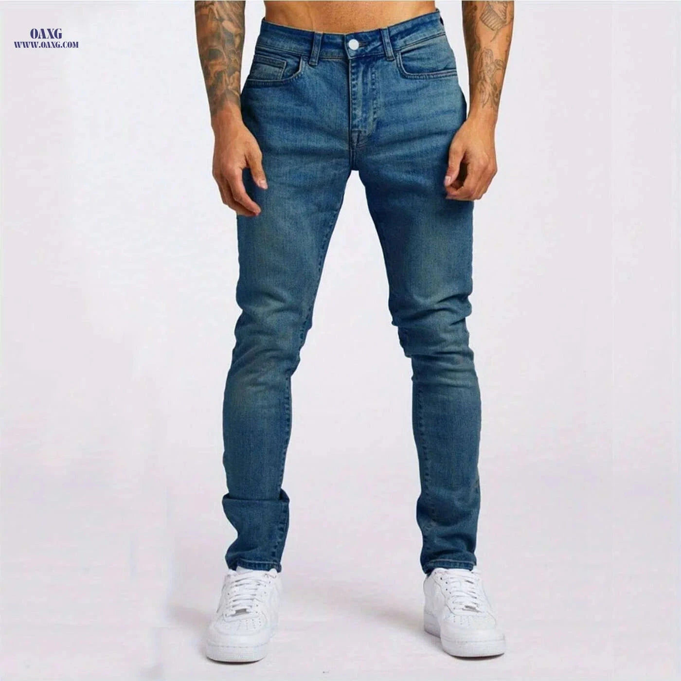 Trendy Men's Slim-Fit Stretch Denim Jeans - Comfortable & Breathable   OAXG 