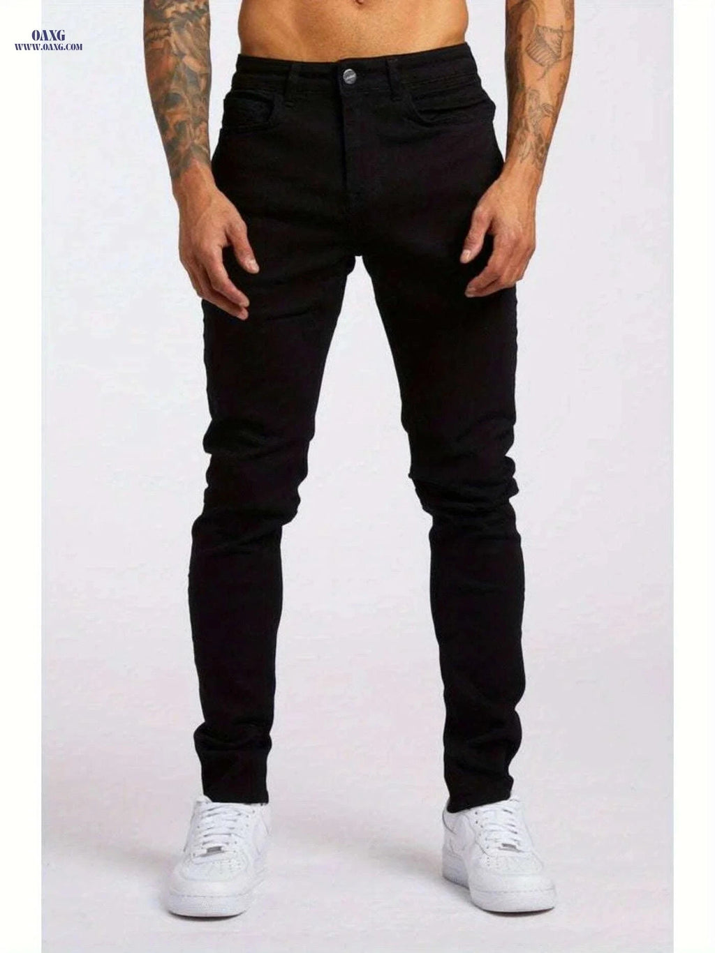 Trendy Men's Slim-Fit Stretch Denim Jeans - Comfortable & Breathable   OAXG Black / S
