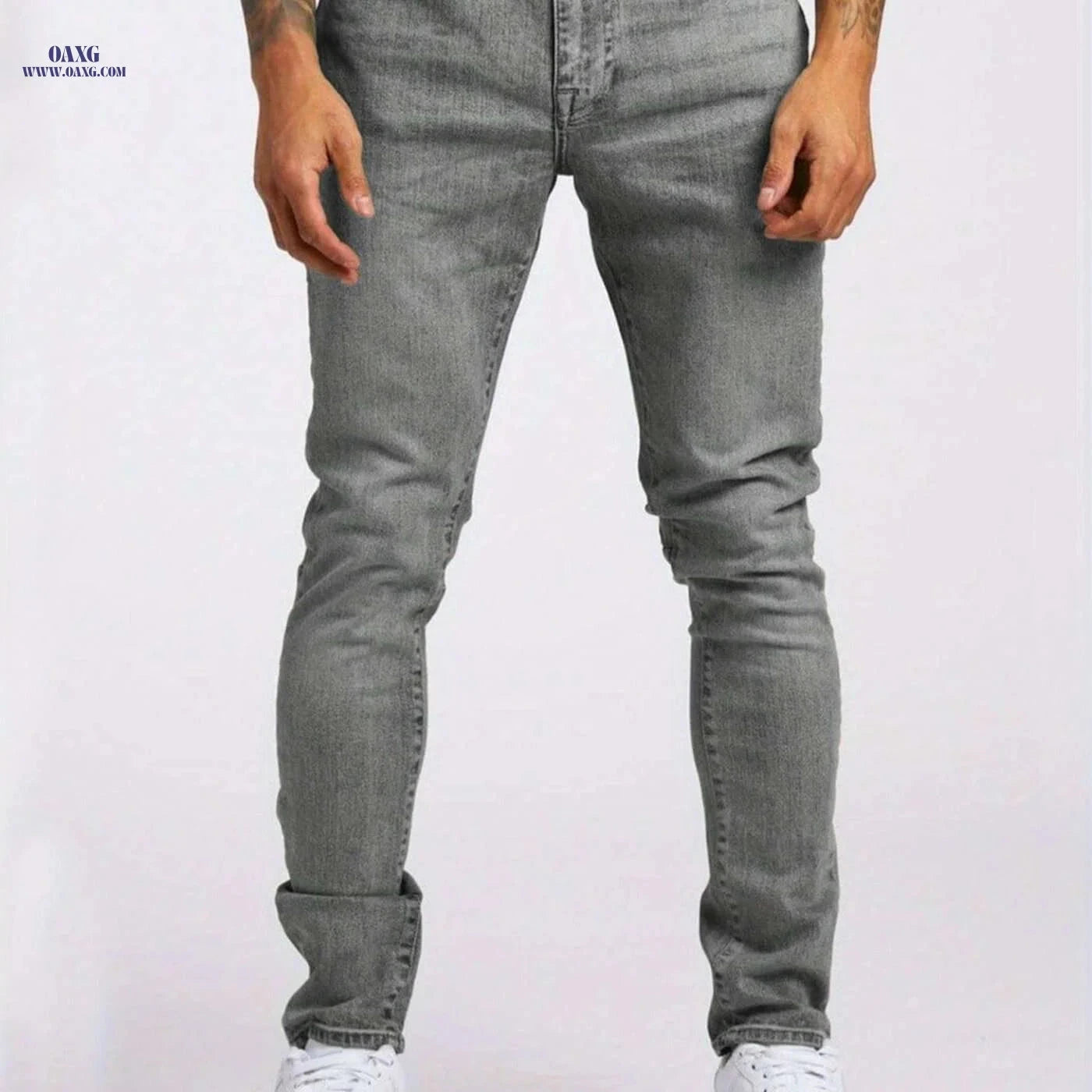 Trendy Men's Slim-Fit Stretch Denim Jeans - Comfortable & Breathable   OAXG Black / S