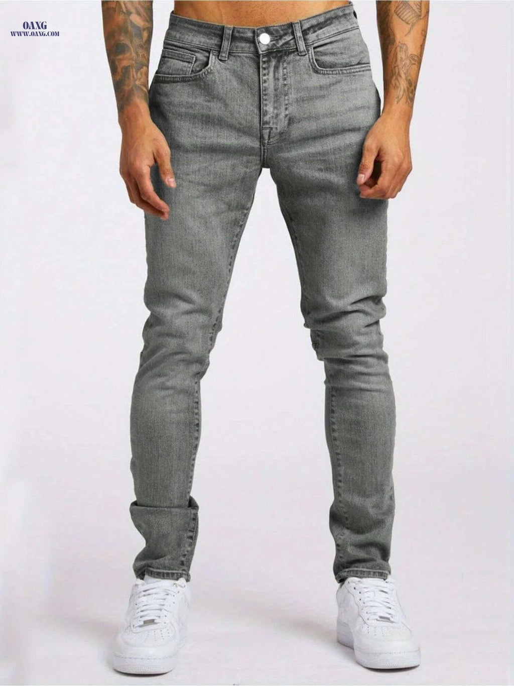 Trendy Men's Slim-Fit Stretch Denim Jeans - Comfortable & Breathable   OAXG Black / S