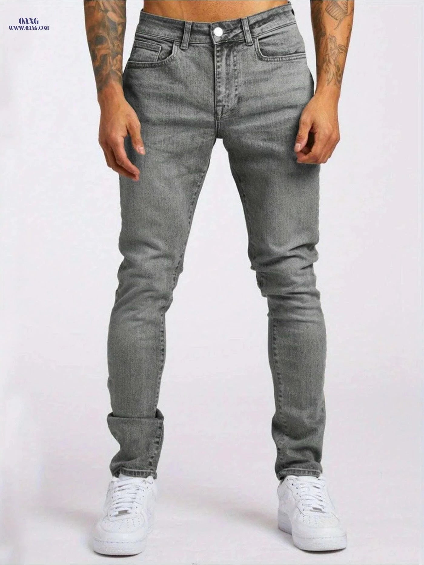 Trendy Men's Slim-Fit Stretch Denim Jeans - Comfortable & Breathable   OAXG Black / S