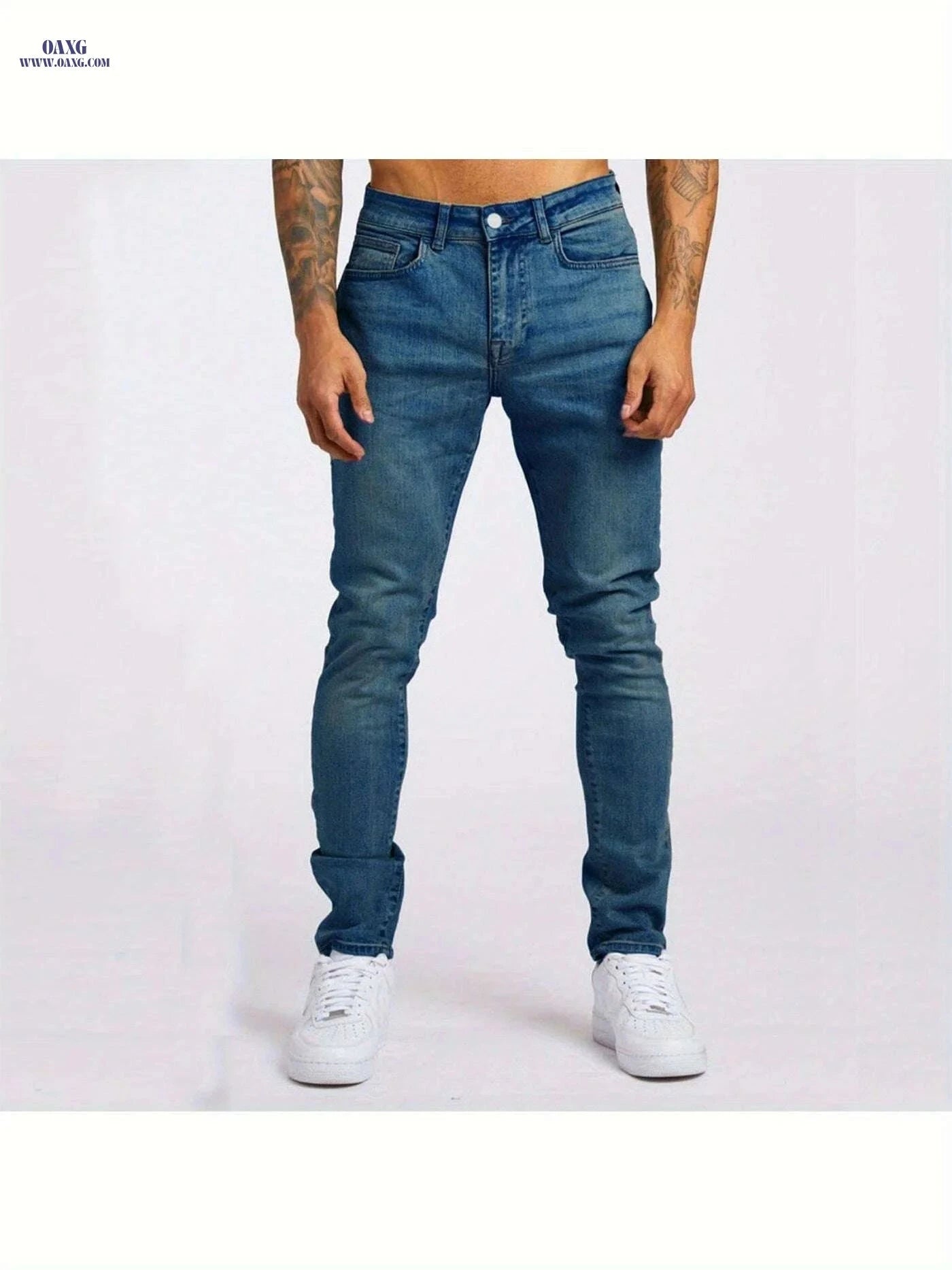 Trendy Men's Slim-Fit Stretch Denim Jeans - Comfortable & Breathable   OAXG Black / S