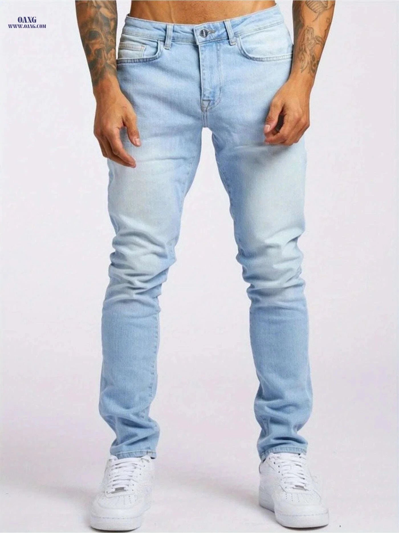 Trendy Men's Slim-Fit Stretch Denim Jeans - Comfortable & Breathable   OAXG 